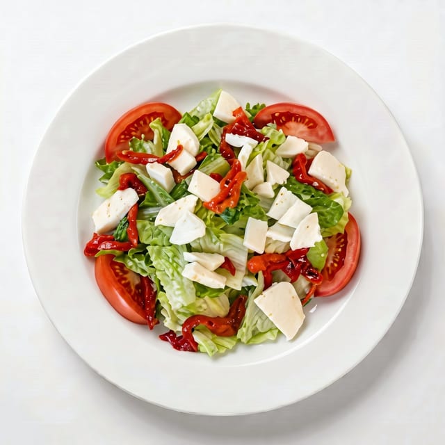 Fresh Mozzarella, Tomato & Roasted Peppers Salad.