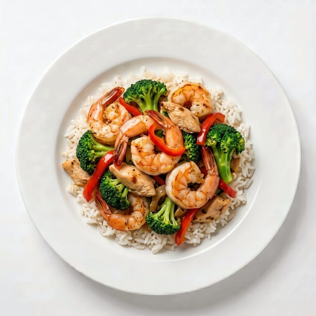 Chicken & Shrimp Stir Fry Lunch.